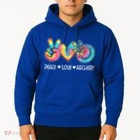 Peace Love Archery Heart Tie Dye Hoodie thumb 2