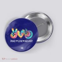 Peace Love Archery Heart Tie Dye Button thumb 0