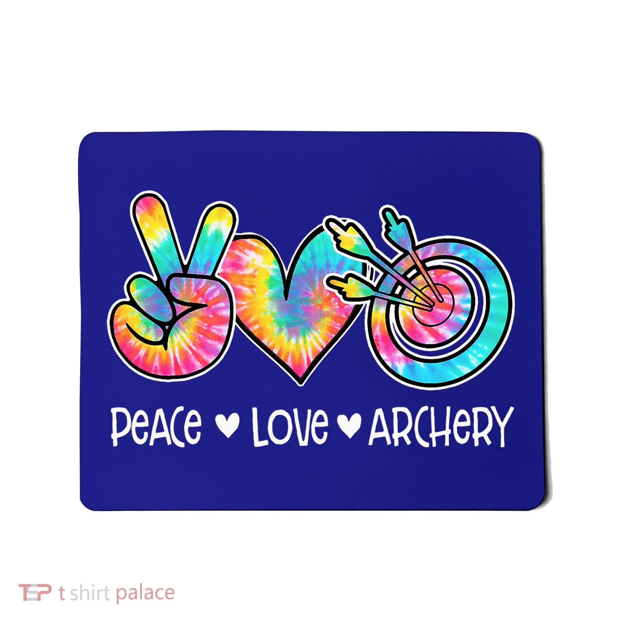 Peace Love Archery Heart Tie Dye Mousepad
