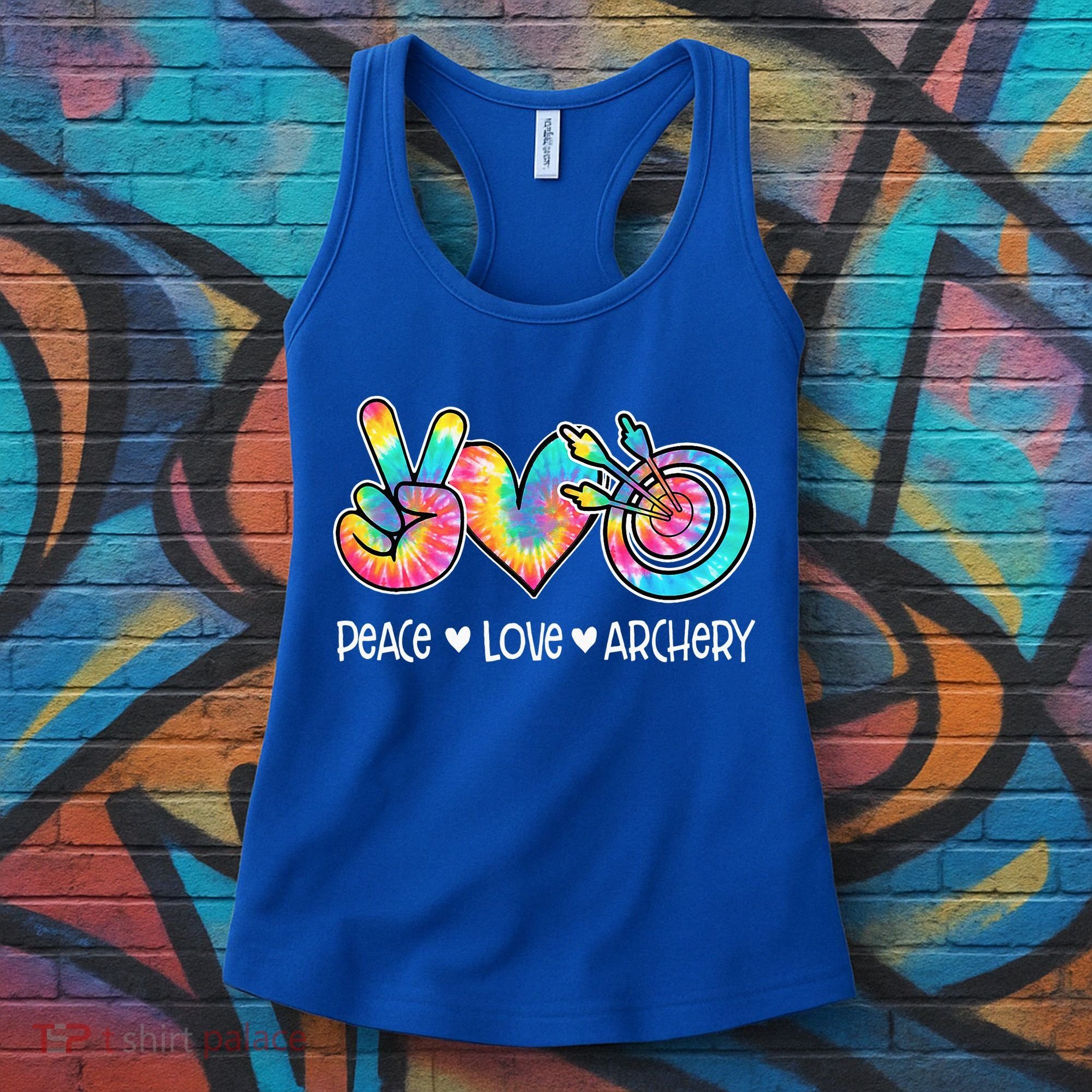Peace Love Archery Heart Tie Dye Women's Tank Top