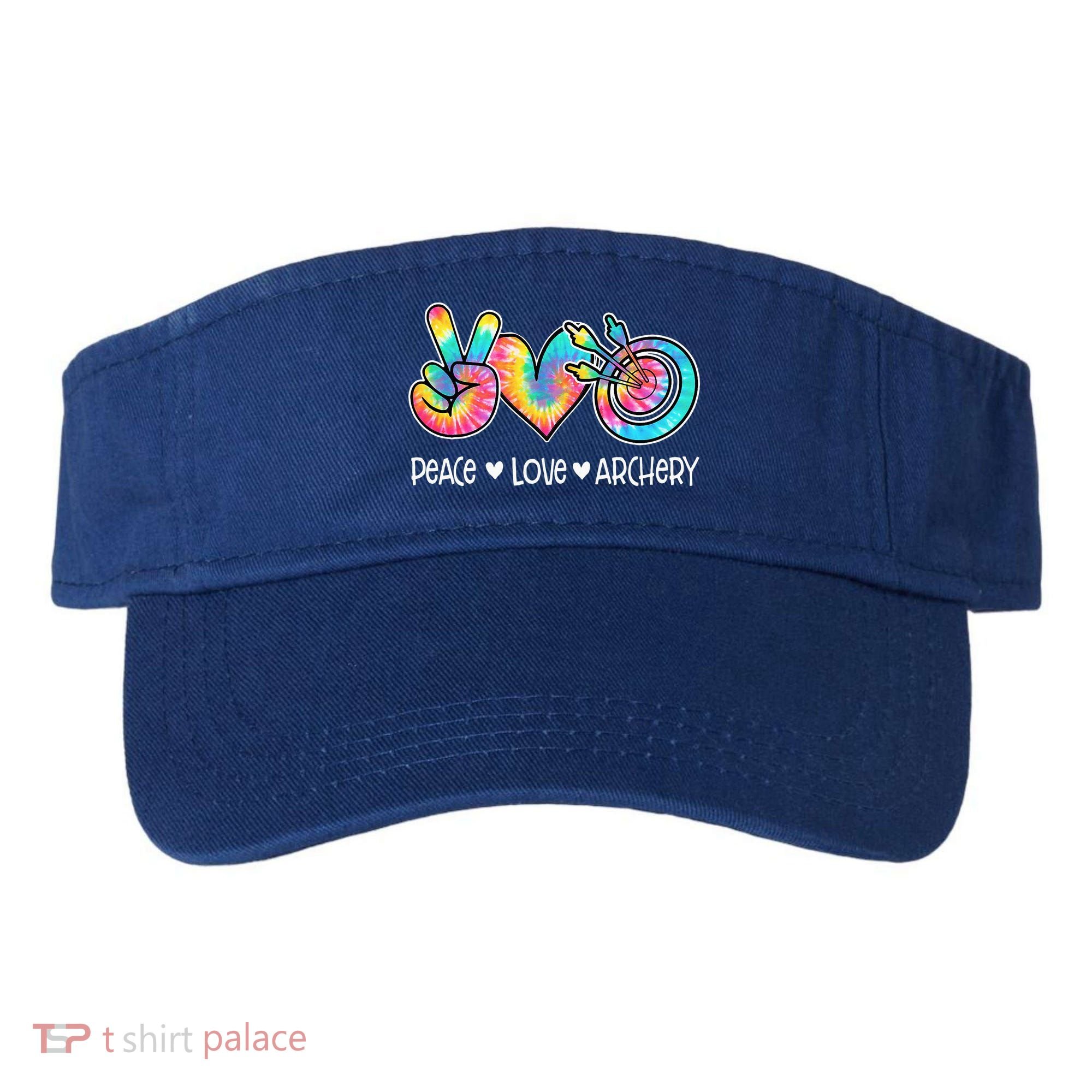 Peace Love Archery Heart Tie Dye Visor