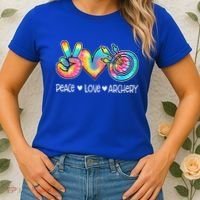 Peace Love Archery Heart Tie Dye Women's T-Shirt thumb 2