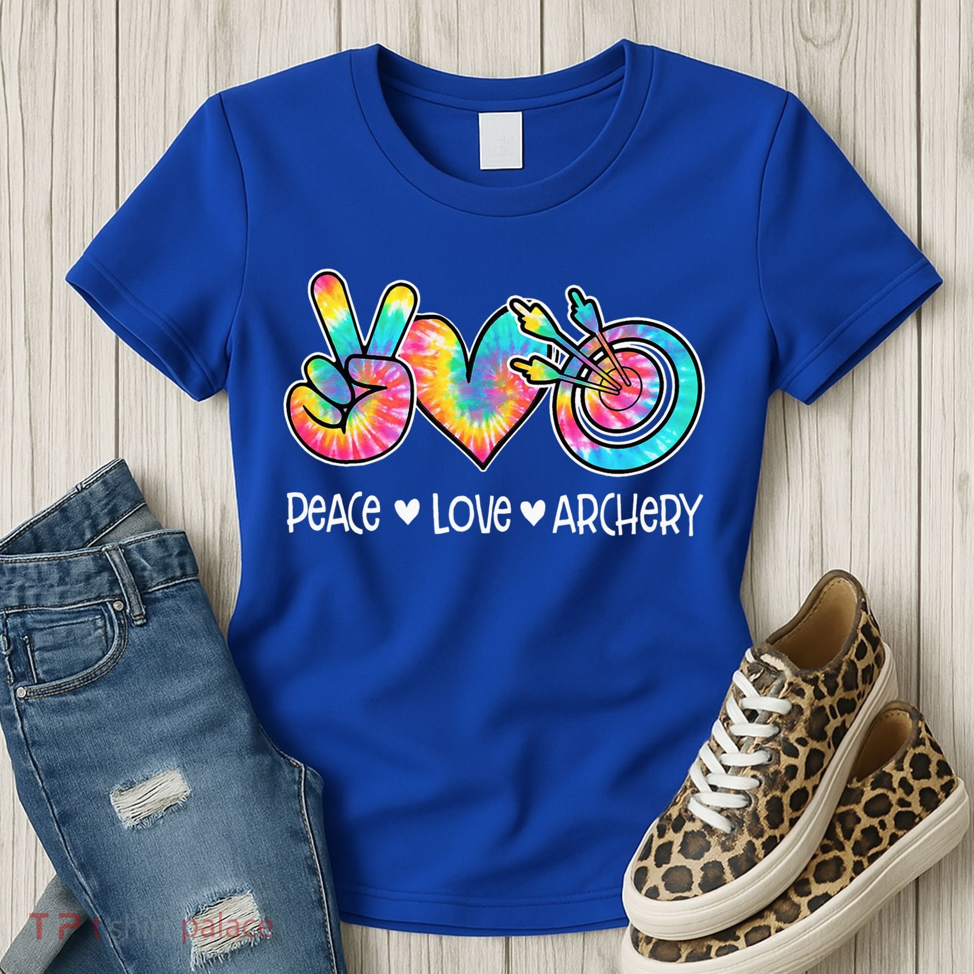 Peace Love Archery Heart Tie Dye Women's T-Shirt
