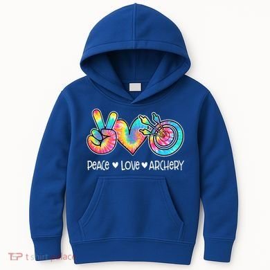 Peace Love Archery Heart Tie Dye Kids Hoodie