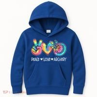 Peace Love Archery Heart Tie Dye Kids Hoodie thumb 0