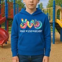 Peace Love Archery Heart Tie Dye Kids Hoodie thumb 2