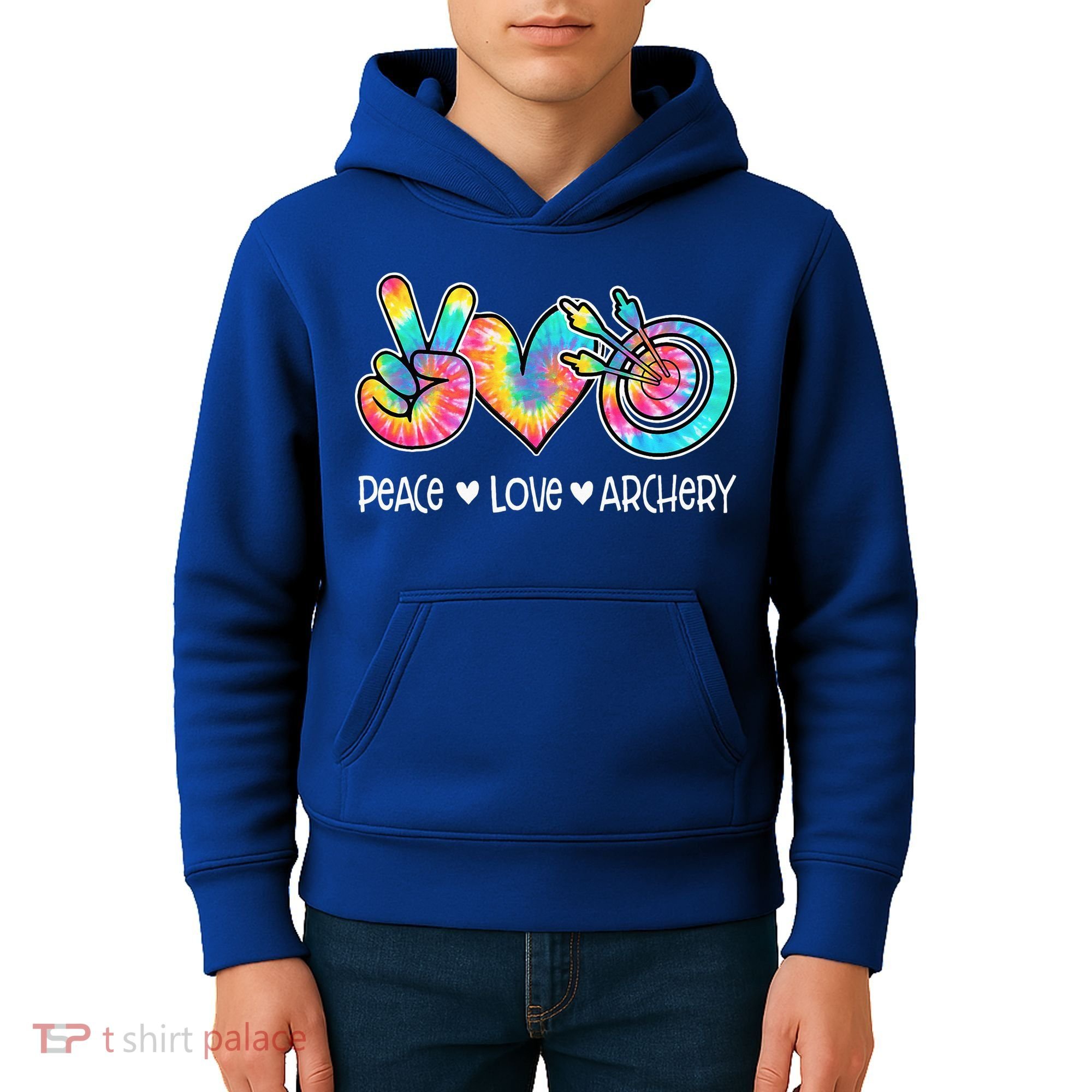 Peace Love Archery Heart Tie Dye Kids Hoodie