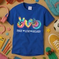 Peace Love Archery Heart Tie Dye Kids T-Shirt thumb 3