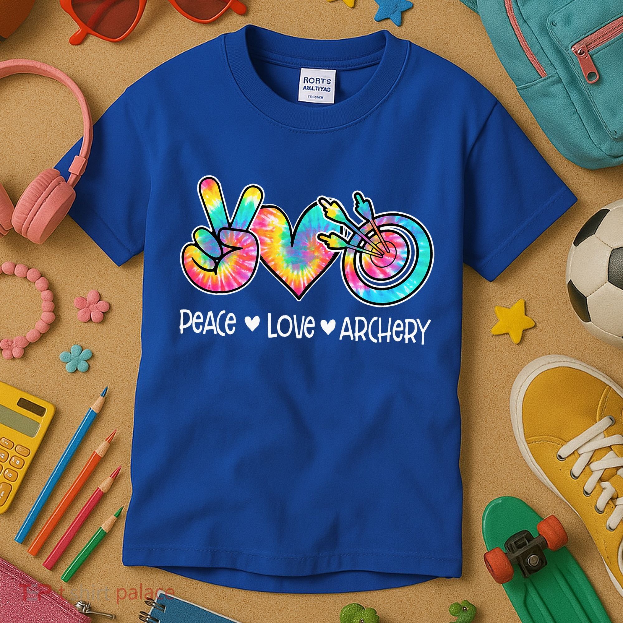 Peace Love Archery Heart Tie Dye Kids T-Shirt