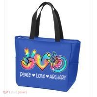 Peace Love Archery Heart Tie Dye Tote Bag thumb 3