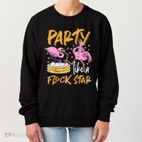 Party Like A Flock Star Flamingos In Kiddie Pool Women's Sweatshirt thumb 0