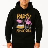 Party Like A Flock Star Flamingos In Kiddie Pool Hoodie thumb 2