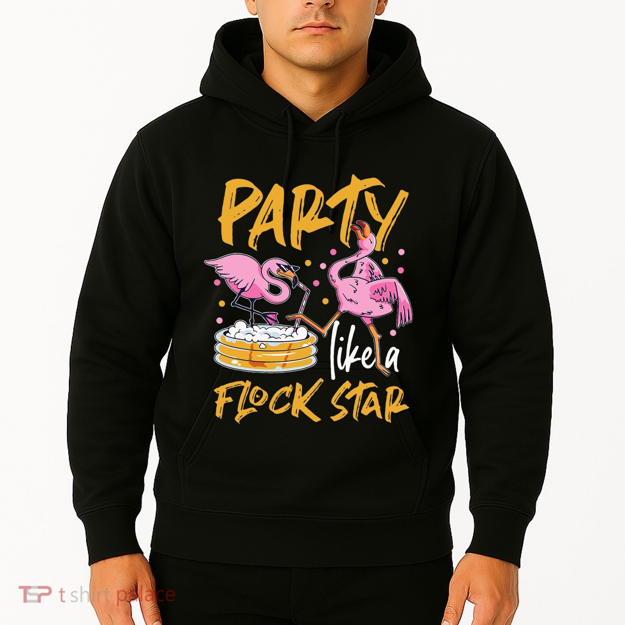 Party Like A Flock Star Flamingos In Kiddie Pool Hoodie