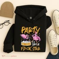 Party Like A Flock Star Flamingos In Kiddie Pool Hoodie thumb 4