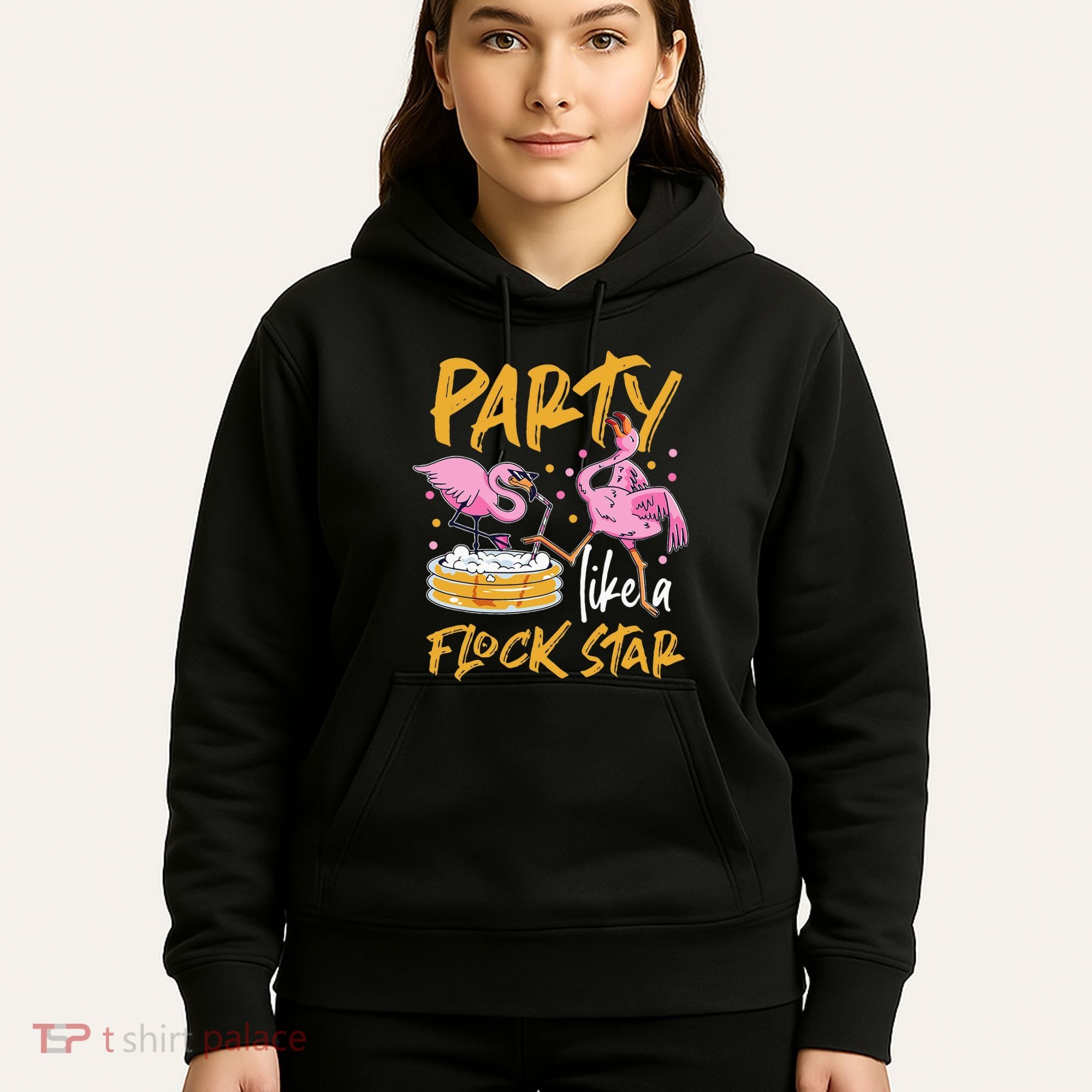 Party Like A Flock Star Flamingos In Kiddie Pool Hoodie