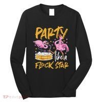 Party Like A Flock Star Flamingos In Kiddie Pool Long Sleeve Shirt thumb 0