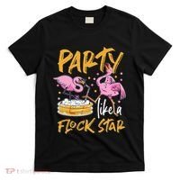 Party Like A Flock Star Flamingos In Kiddie Pool T-Shirt thumb 0