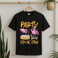 Party Like A Flock Star Flamingos In Kiddie Pool T-Shirt thumb 2