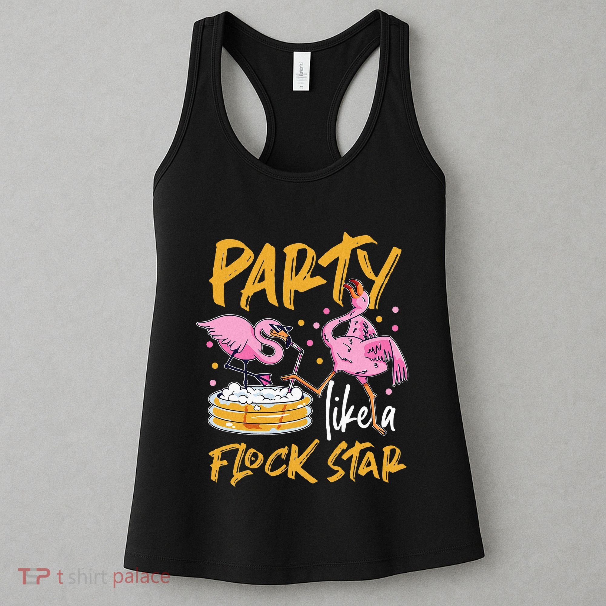 Party Like A Flock Star Flamingos In Kiddie Pool Women's Tank Top