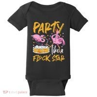 Party Like A Flock Star Flamingos In Kiddie Pool Baby Bodysuit thumb 0