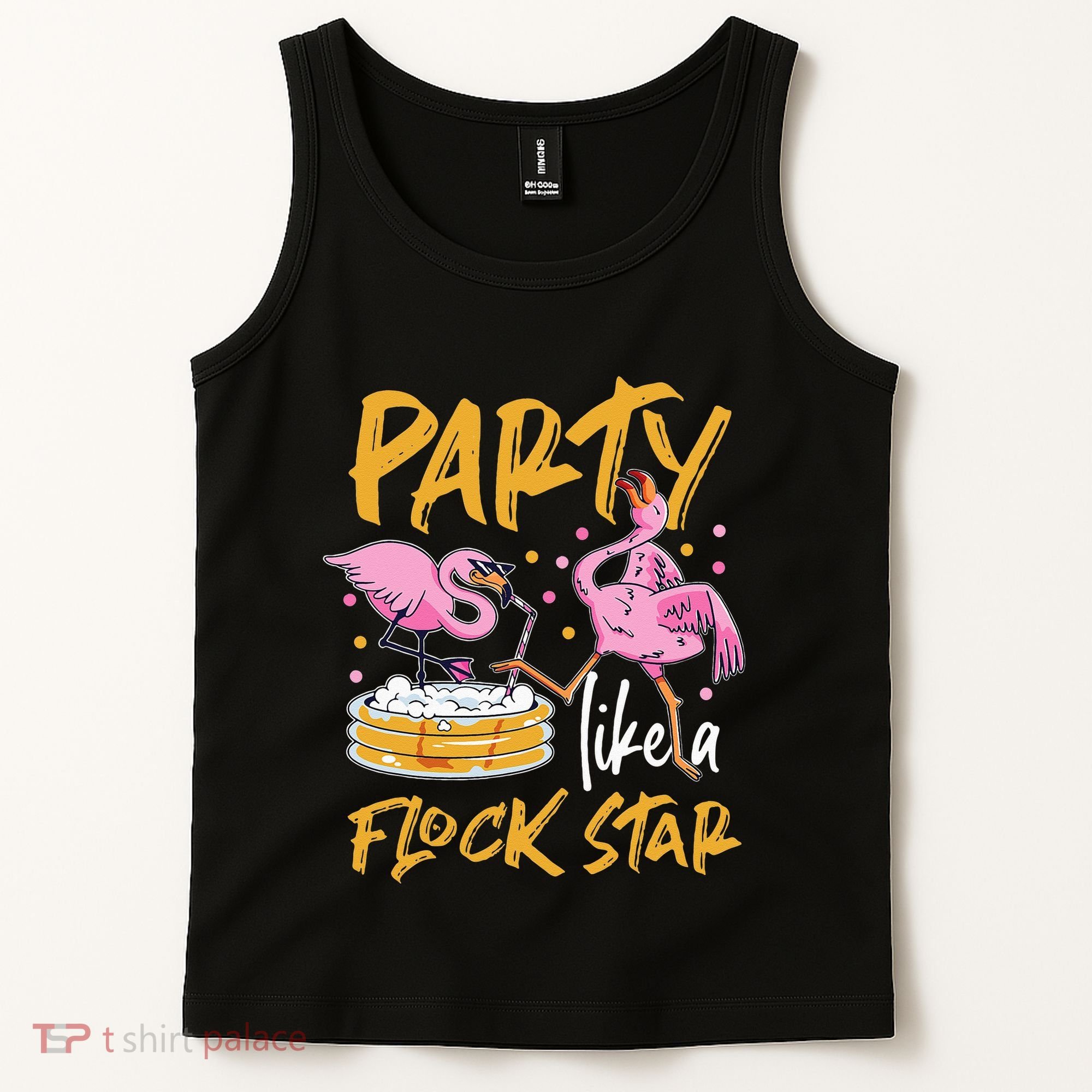 Party Like A Flock Star Flamingos In Kiddie Pool Tank Top
