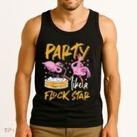 Party Like A Flock Star Flamingos In Kiddie Pool Tank Top thumb 3
