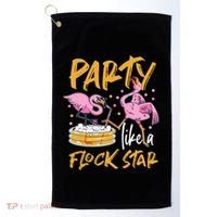 Party Like A Flock Star Flamingos In Kiddie Pool Golf Towel thumb 0