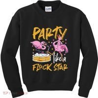 Party Like A Flock Star Flamingos In Kiddie Pool Kids Sweatshirt thumb 0
