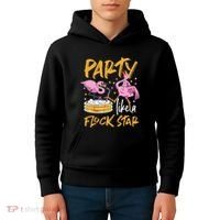 Party Like A Flock Star Flamingos In Kiddie Pool Kids Hoodie thumb 4