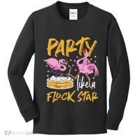 Party Like A Flock Star Flamingos In Kiddie Pool Kids Long Sleeve Shirt thumb 0