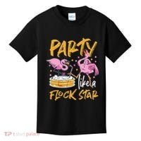 Party Like A Flock Star Flamingos In Kiddie Pool Kids T-Shirt thumb 0