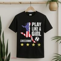 Play Like A Girl Soccer Usa United States T-Shirt thumb 2