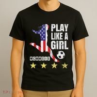 Play Like A Girl Soccer Usa United States T-Shirt thumb 3