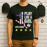 Play Like A Girl Soccer Usa United States T-Shirt thumb 6
