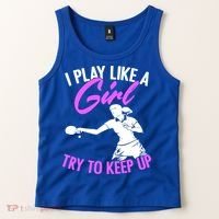 Play Like A Girl Try To Keep Up Funny Table Tennis Ping Pong Gift Tank Top thumb 2