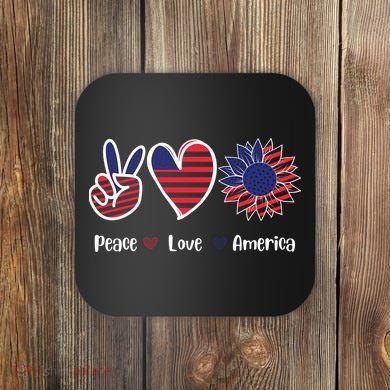 Peace Love America Cute Holiday Coaster