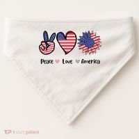 Peace Love America Cute Holiday USA-Made Doggie Bandana thumb 0