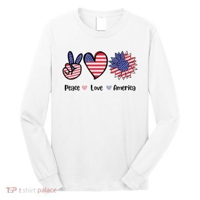 Peace Love America Cute Holiday Long Sleeve Shirt