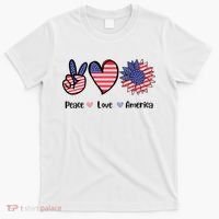 Peace Love America Cute Holiday T-Shirt thumb 0