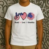 Peace Love America Cute Holiday T-Shirt thumb 3