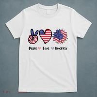 Peace Love America Cute Holiday T-Shirt thumb 5