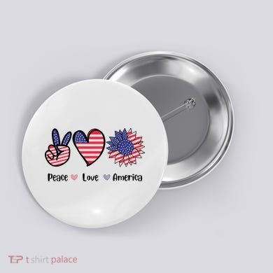 Peace Love America Cute Holiday Button