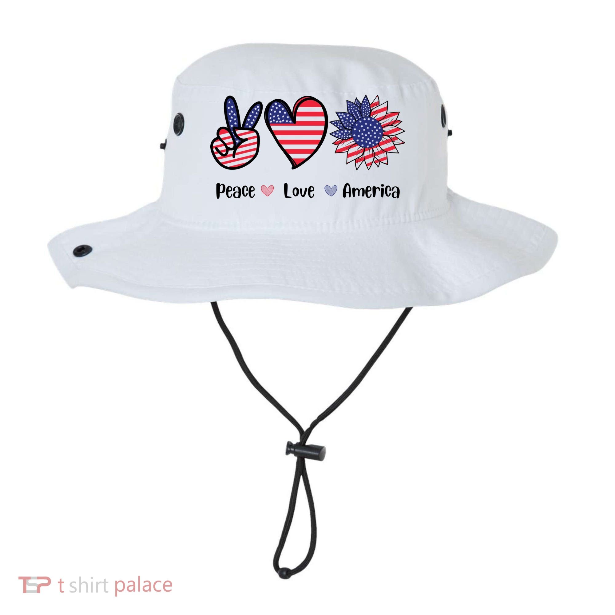 Peace Love America Cute Holiday Bucket Hat