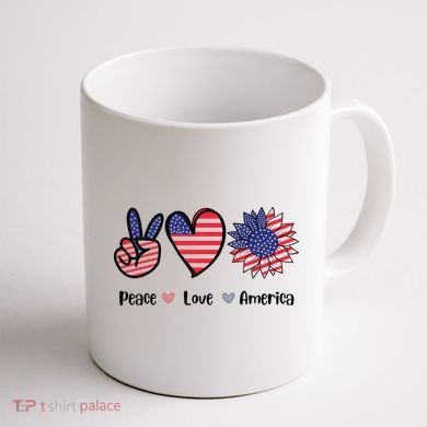 Peace Love America Cute Holiday Coffee Mug back