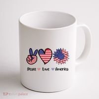 Peace Love America Cute Holiday Coffee Mug thumb 1