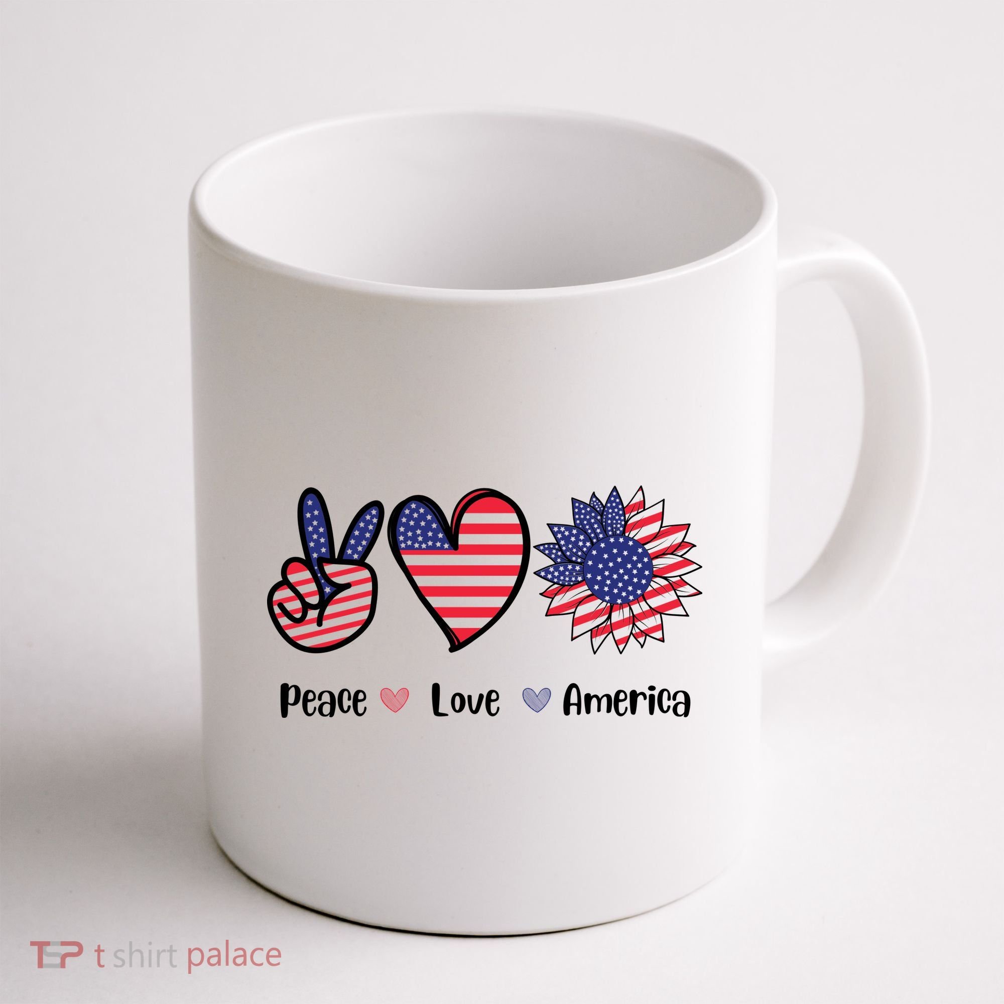 Peace Love America Cute Holiday Coffee Mug