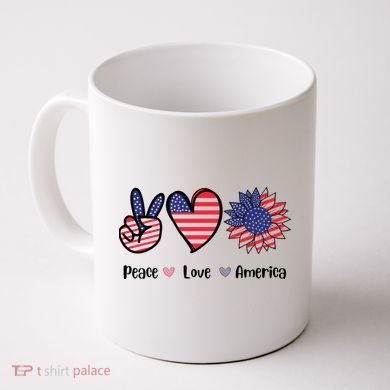 Peace Love America Cute Holiday Coffee Mug