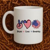 Peace Love America Cute Holiday Coffee Mug thumb 2