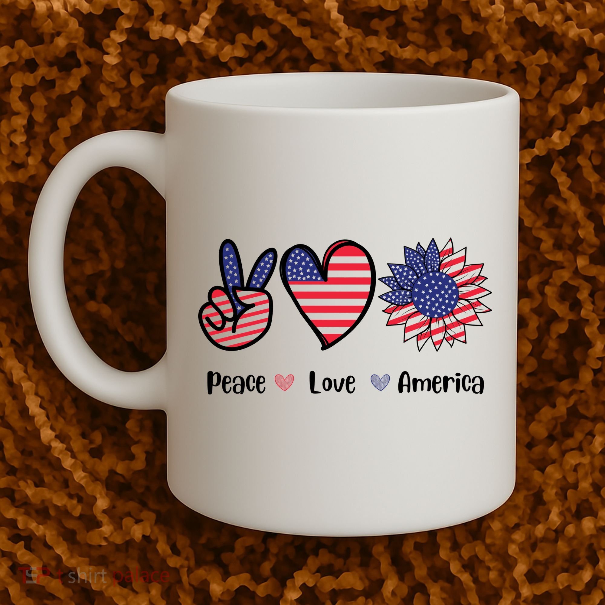 Peace Love America Cute Holiday Coffee Mug