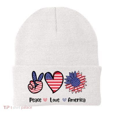 Peace Love America Cute Holiday Beanie
